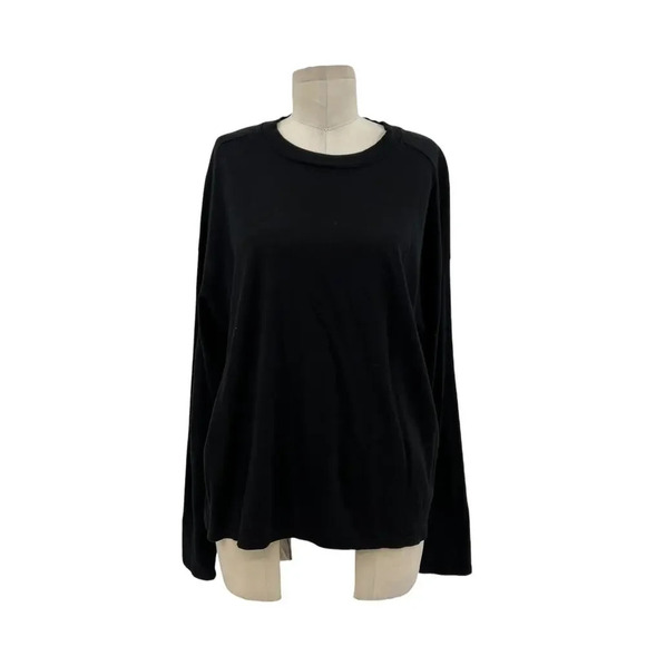 Electric & Rose Black Long Sleeve Cotton Crew Neck Tee Shirt Size Medium - Picture 1 of 9